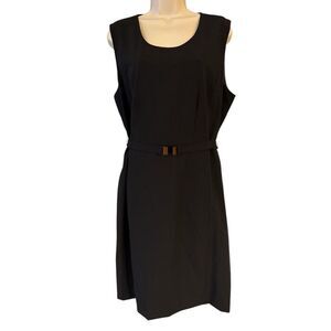 Calvin Klein Sheath Dress Sleeveless Belted Career Attire Size 16 Black